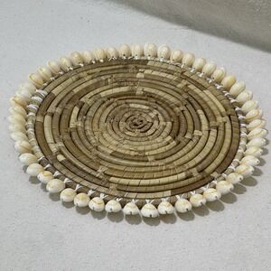 Cowrie Beach Sea Shell‎ Hand Woven Round Trivet Dollie Wall Hanging Souvenir